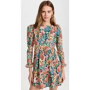 B44 BATSHEVA Laura‎ Ashley Prairie Cotton Poplin Mini Dress 10 Floral Romantic
